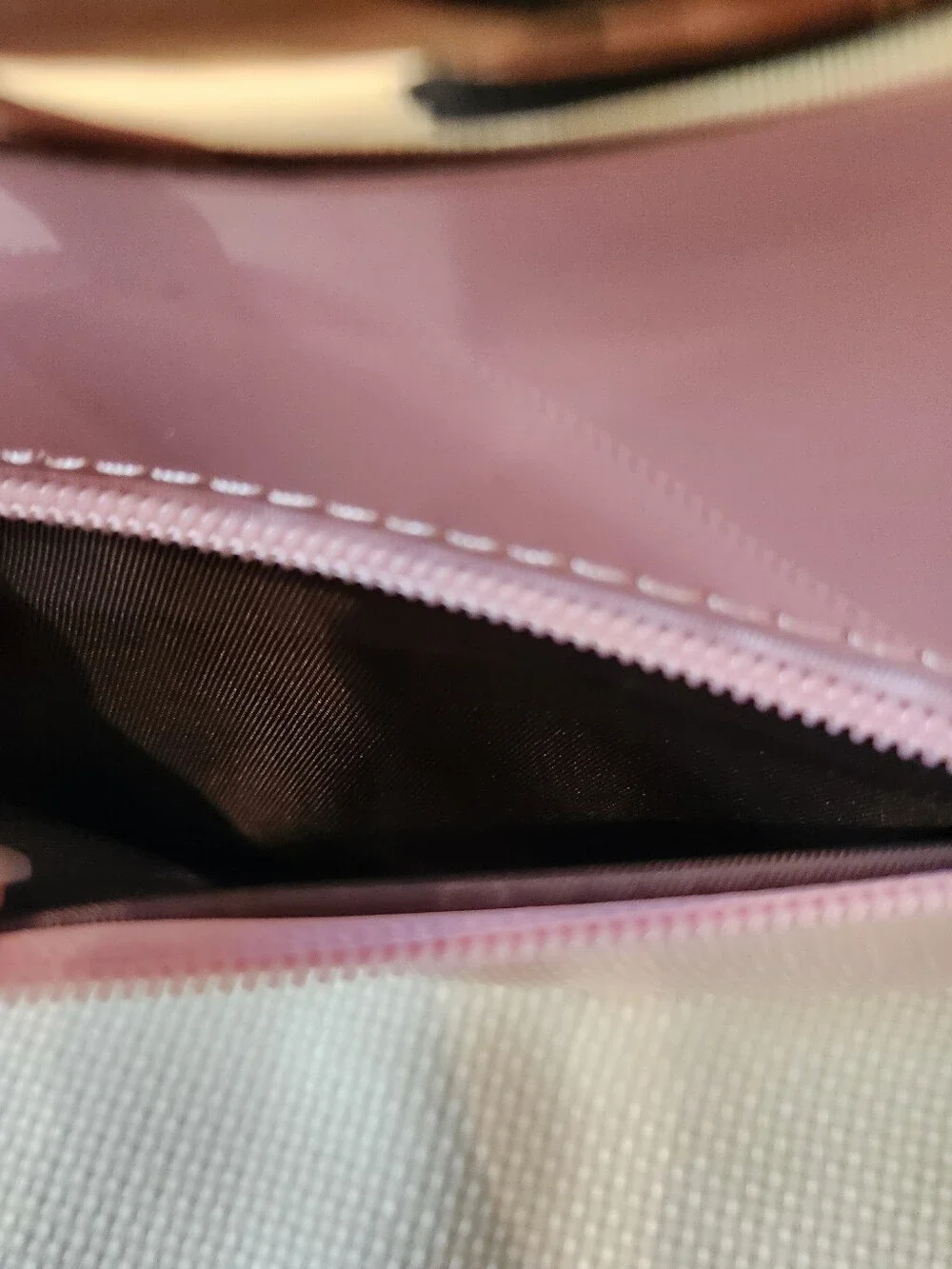 Pink Patent Leather Satchel Gold Ring Top Handle Crossbody Bag Structured Purse - Picture 6 of 16